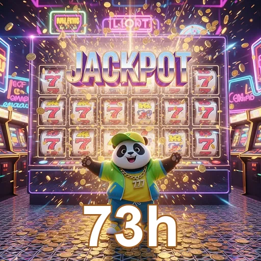 Panda da sorte em jogo de slots no 73h, simbolizando jackpots emocionantes.