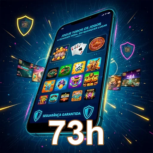 Exibição de jogo mobile da 73h, destacando gráficos vibrantes e jogabilidade dinâmica.